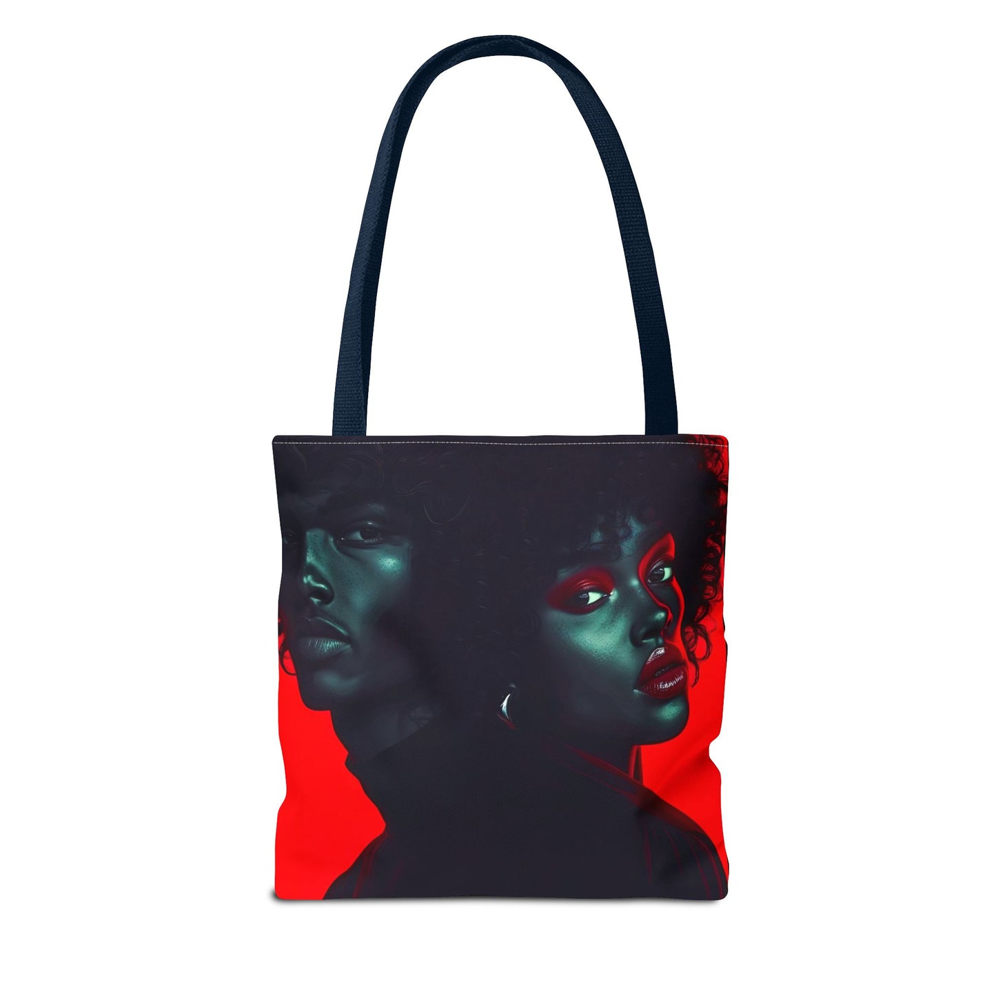 Retro Afro Couple Tote Bag - Stylish Red and Black Digital Print - Unique Fashion Accessory - Tote Bag (AOP) - Gift Idea