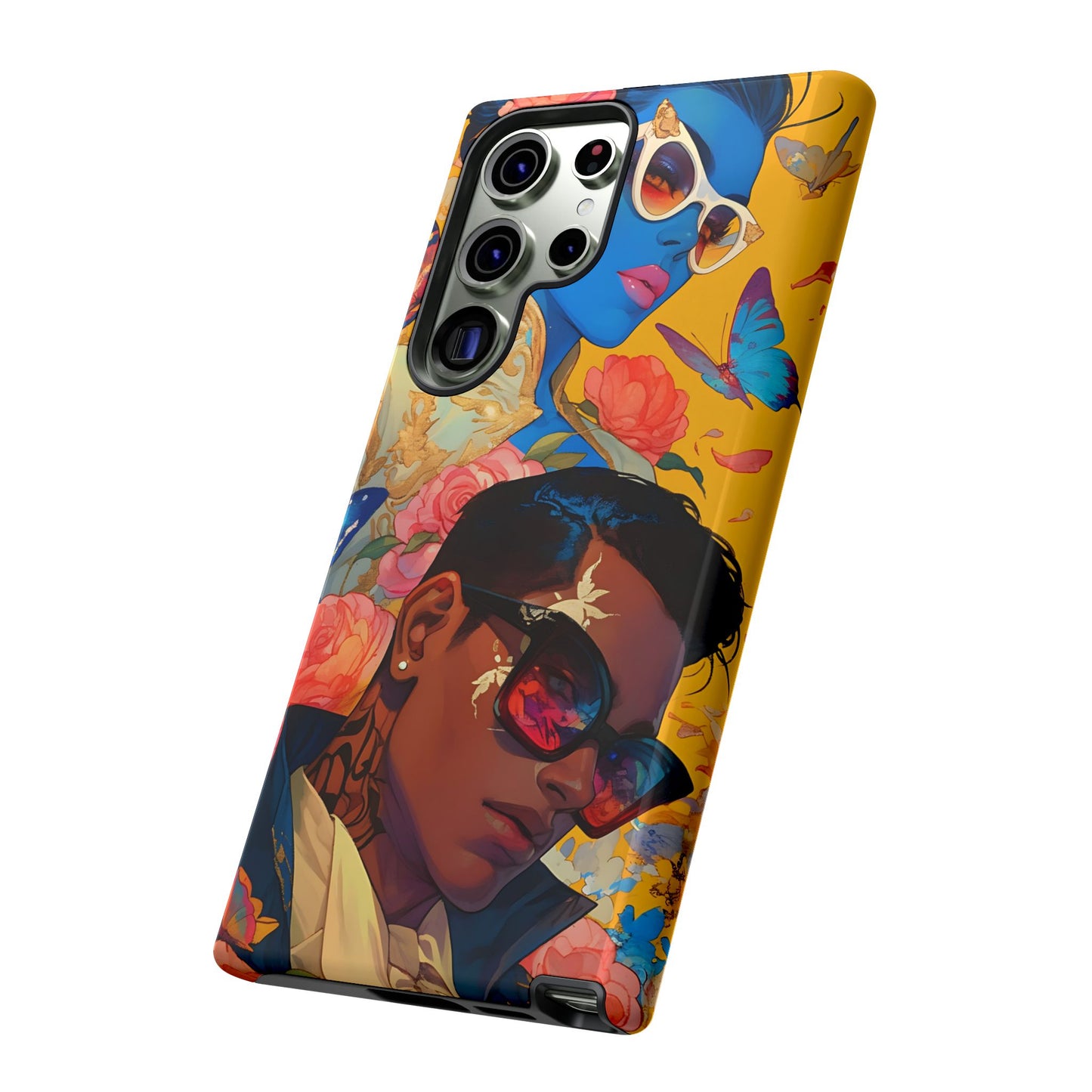 Trendy Butterfly Couple Phone Case - Funky Illustrations with Sunglasses - Vibrant and Stylish Cover | iPhone | Samsung |Tough Cases