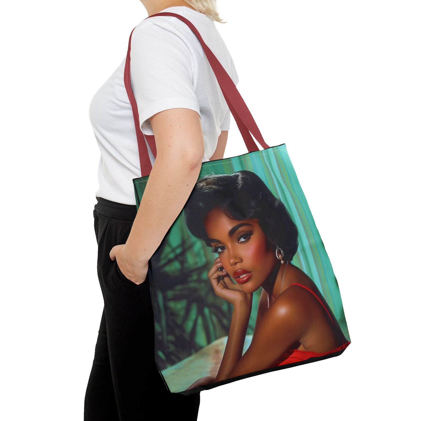 Chic Retro Style Woman Tote Bag  - Gift Ideas - Black Ai photo  - Black art - Fashionable Black Print Accessory