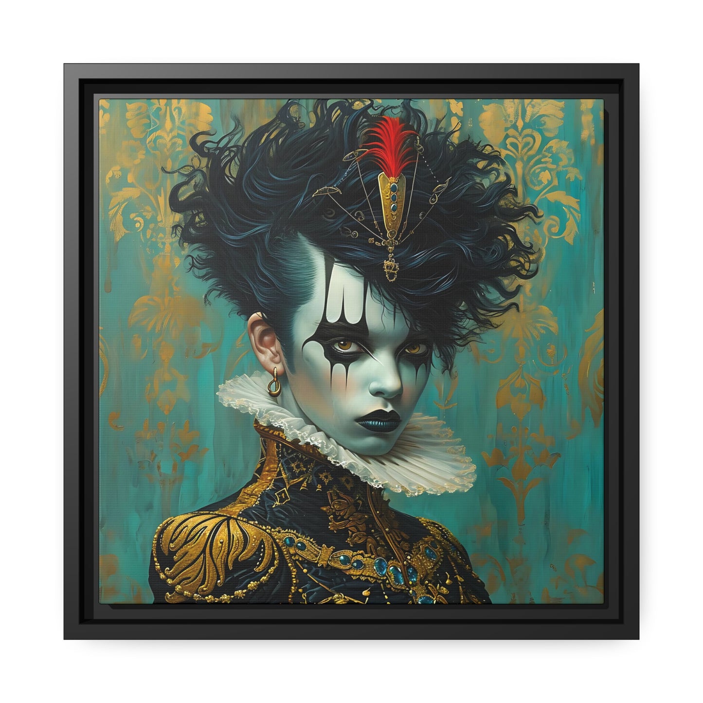 Modern Clownpunk Style - Edgy Digital Art for Unique Wall Deco - Matte Canvas, Black Frame