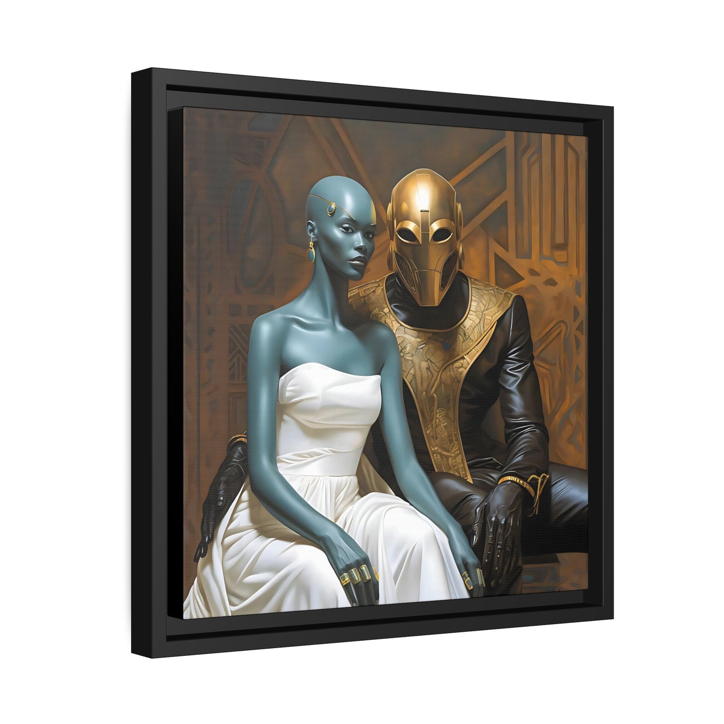 Futuristic Tech Art Cyberpunk Home Decor - Matte Canvas, Black Frame