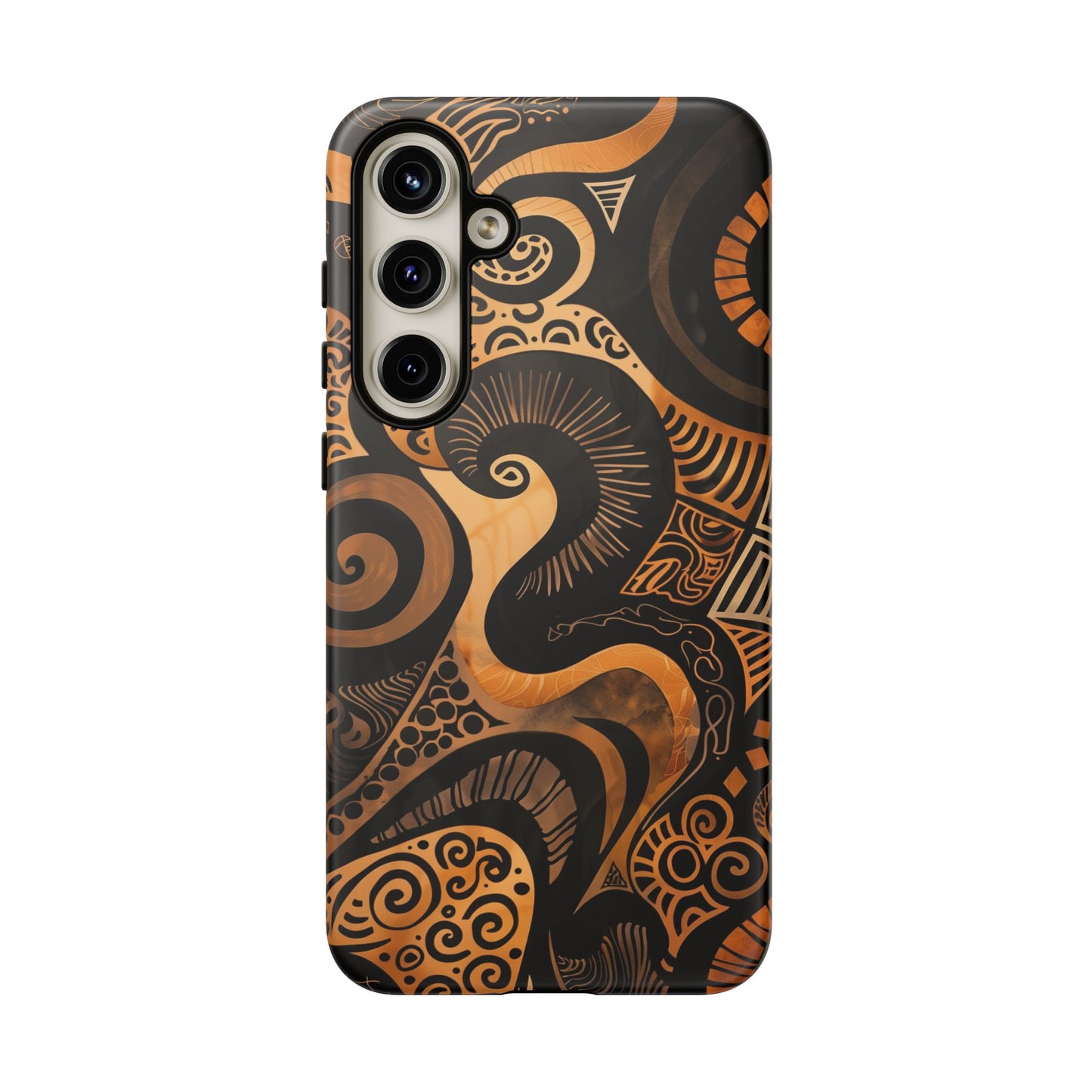 Afrocentric Print in Brown and Gold | iPhone | Samsung | Google | Tough Phone Case