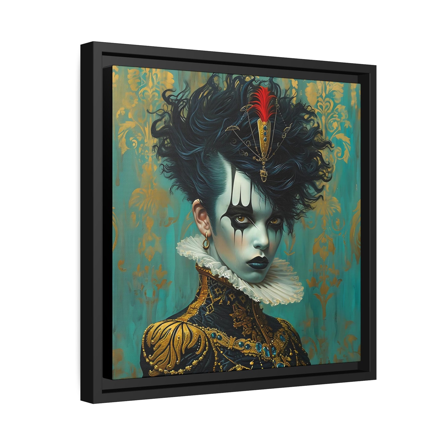 Modern Clownpunk Style - Edgy Digital Art for Unique Wall Deco - Matte Canvas, Black Frame