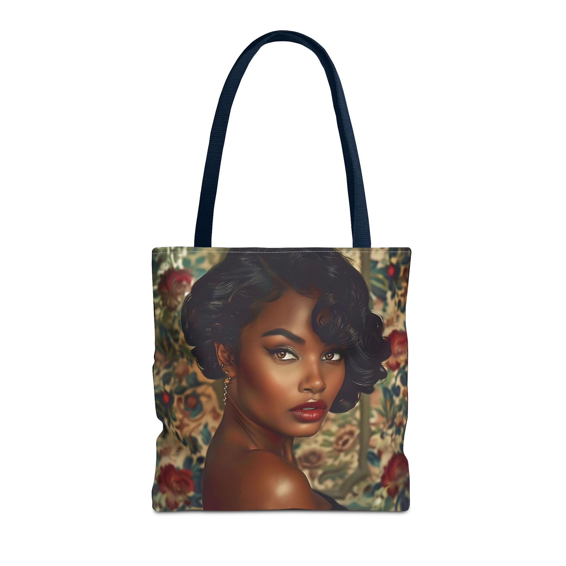 Beautiful Black Retro Style Woman Tote Bag - Vintage Fashion Accessory - Unique Gift  - Gift for Her - Iconic Retro Fashion - Owndigiart