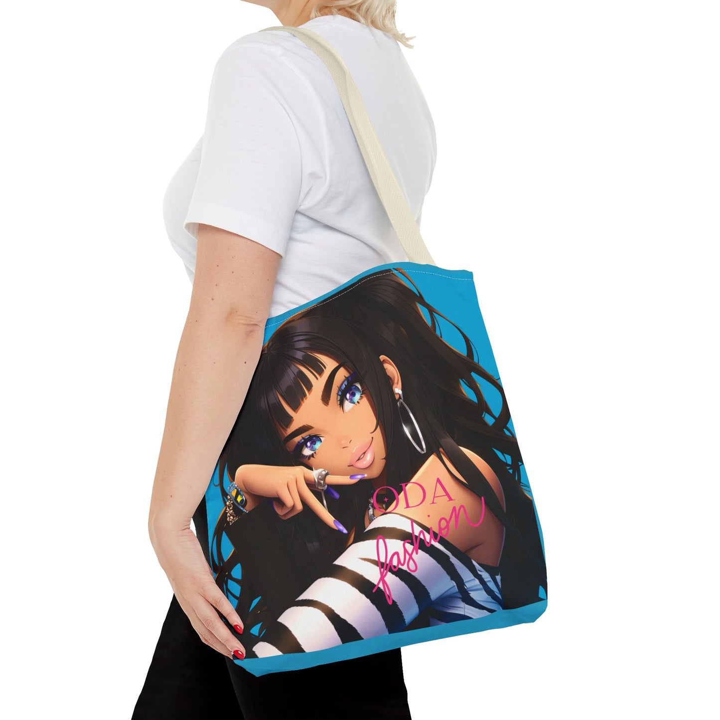 Trendy modeaccessoire - Jonge stedelijke vrouw Cartoon Tote Bag Tote Bag (AOP) - Uniek cadeau-idee