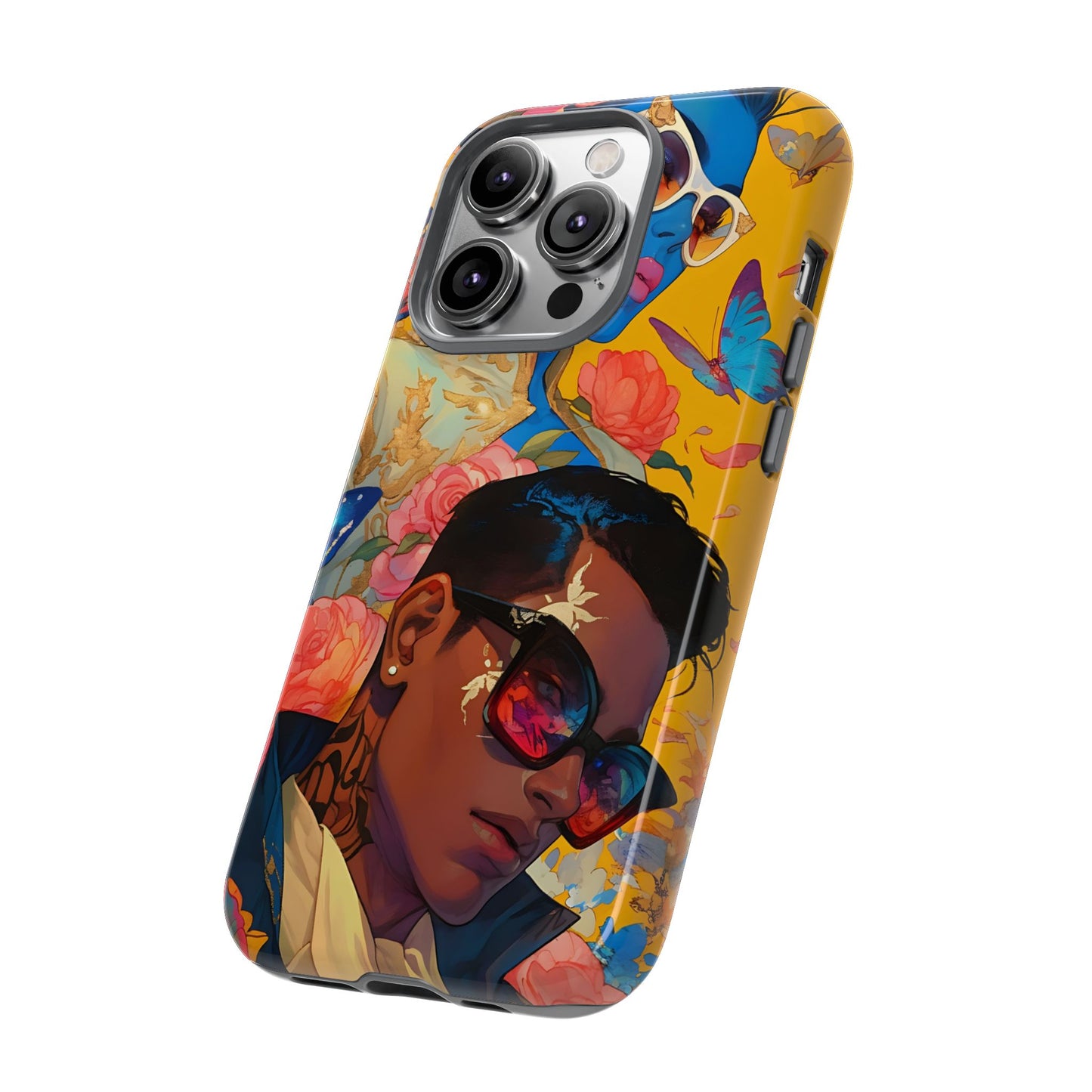 Trendy Butterfly Couple Phone Case - Funky Illustrations with Sunglasses - Vibrant and Stylish Cover | iPhone | Samsung |Tough Cases