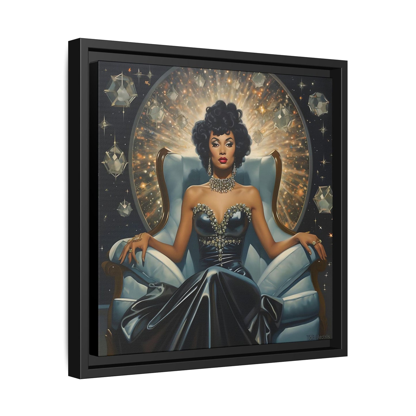 Cosmic Vintage  Elegance - Matte Canvas, Black Frame -