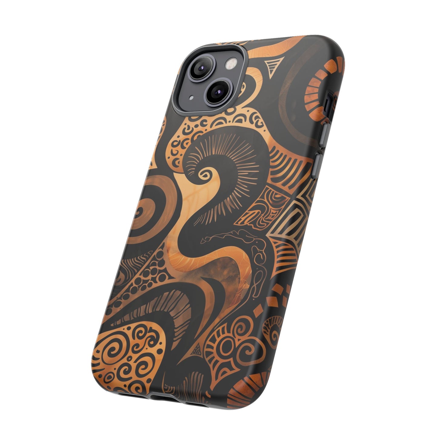 Afrocentric Print in Brown and Gold | iPhone | Samsung | Google | Tough Phone Case