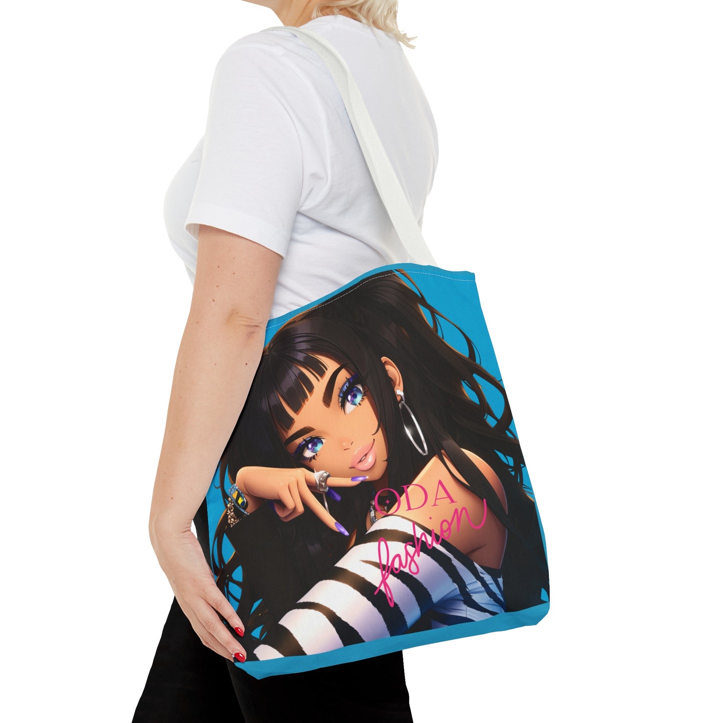 Trendy modeaccessoire - Jonge stedelijke vrouw Cartoon Tote Bag Tote Bag (AOP) - Uniek cadeau-idee