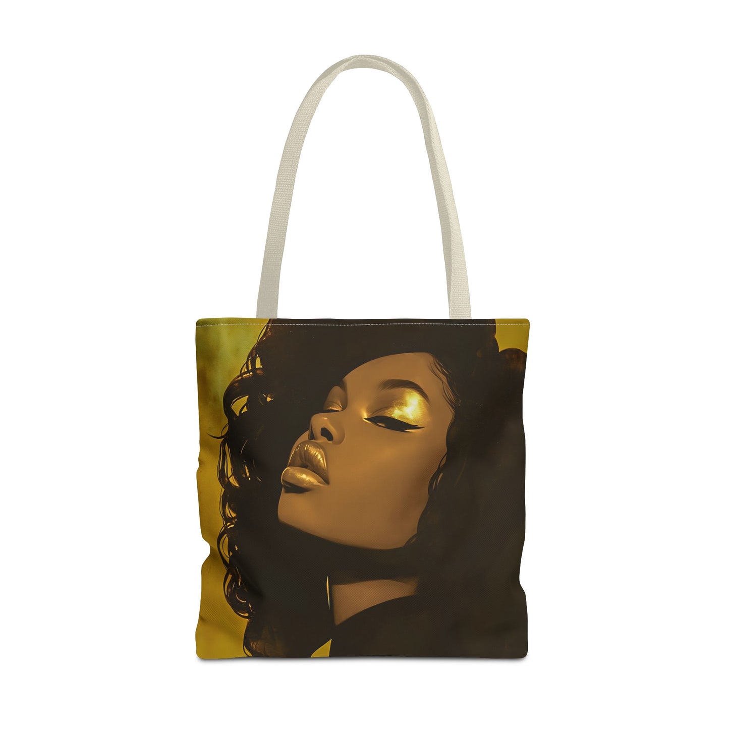 Abstract Black Woman Digital Print Tote Bag - Stylish Black and Gold Design - Unique Gift Idea -Trendy Shopping Bag