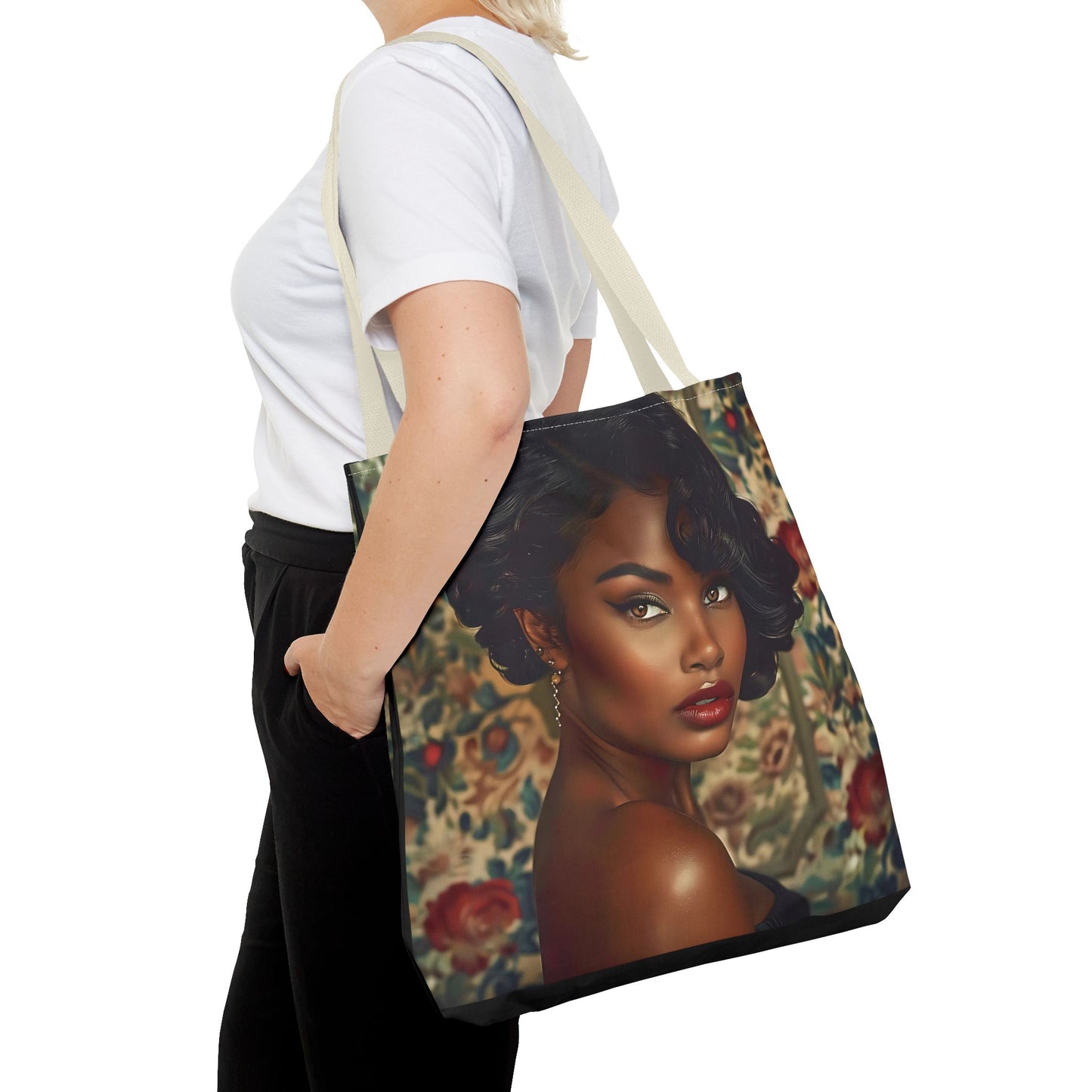 Beautiful Black Retro Style Woman Tote Bag - Vintage Fashion Accessory - Unique Gift  - Gift for Her - Iconic Retro Fashion