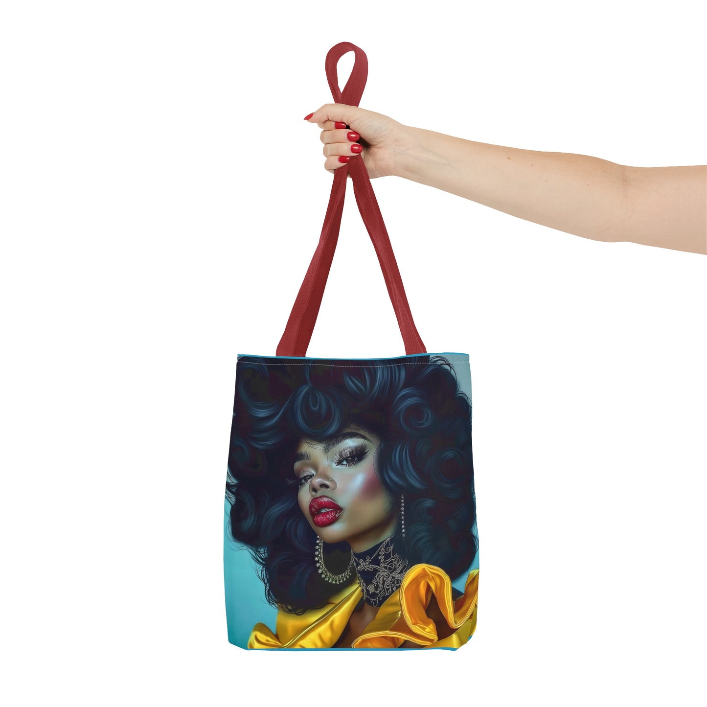 Empowering Beauty  Black Woman Digital Print Tote Bag (AOP) - Statement tote bag with bold lips - Trendy - Unique  Gift Ideas