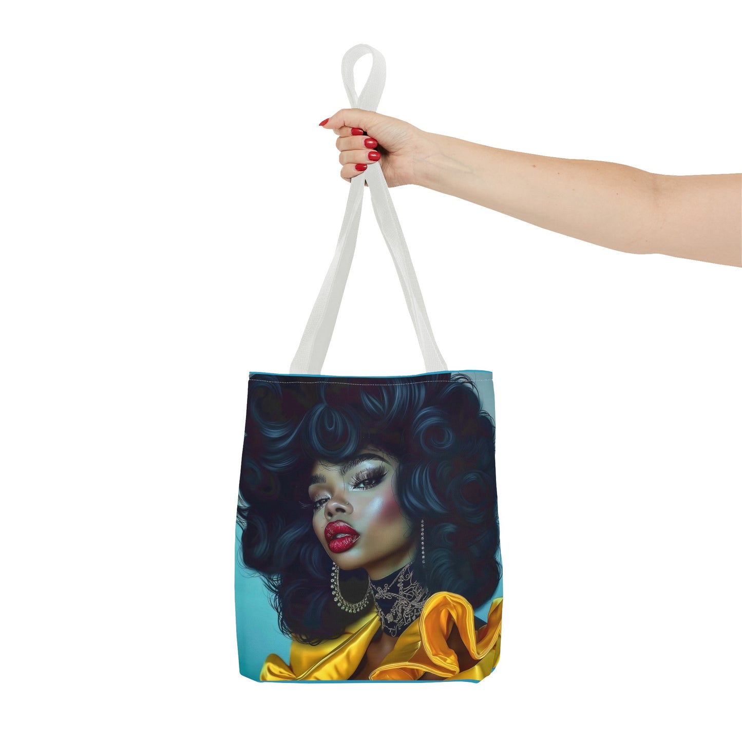 Empowering Beauty  Black Woman Digital Print Tote Bag (AOP) - Statement tote bag with bold lips - Trendy - Unique  Gift Ideas