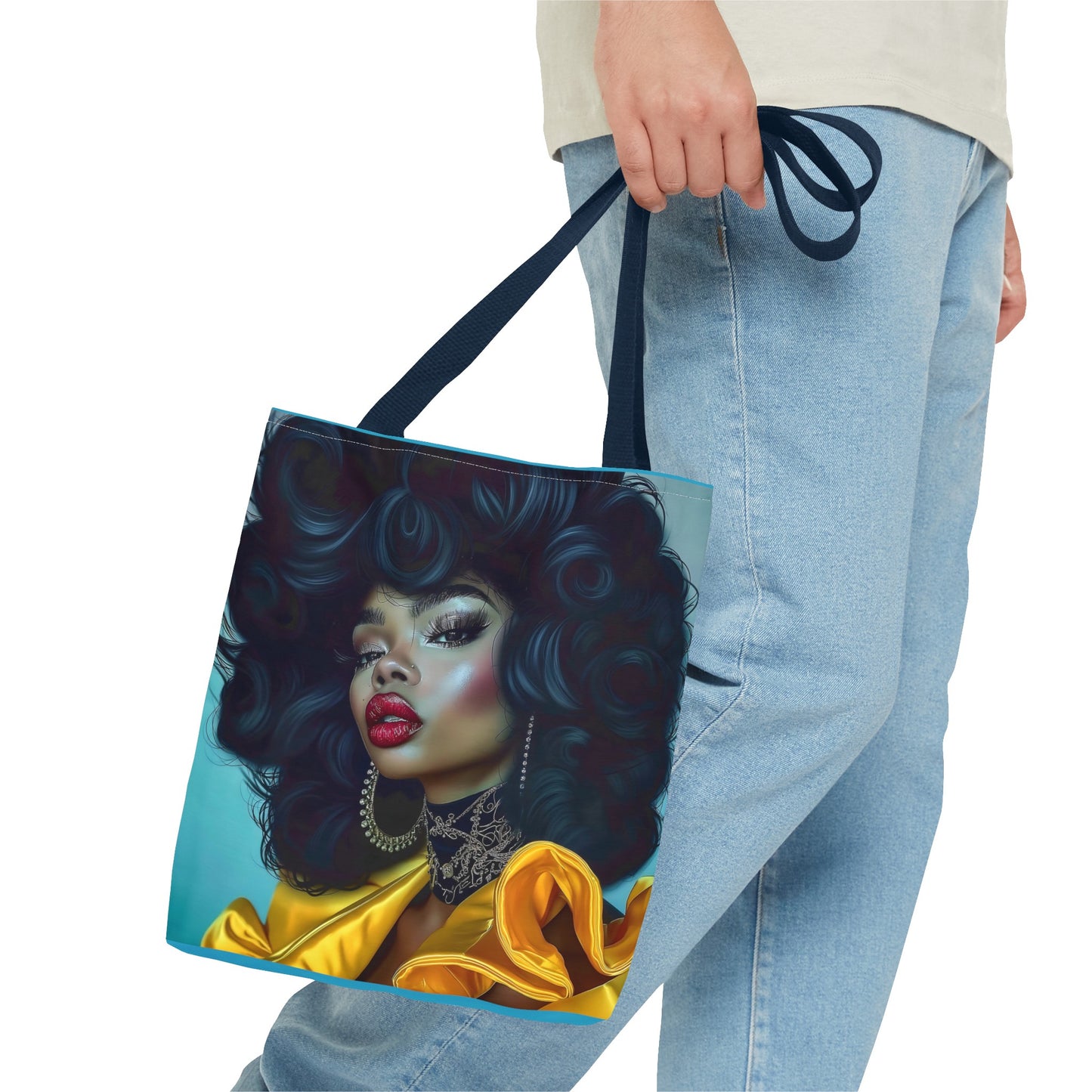 Empowering Beauty  Black Woman Digital Print Tote Bag (AOP) - Statement tote bag with bold lips - Trendy - Unique  Gift Ideas