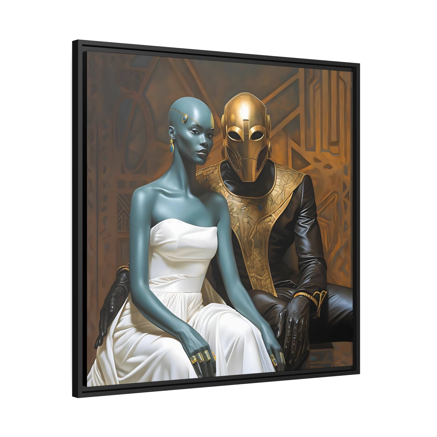 Futuristische Tech Art Cyberpunk Home Decor - Mat canvas, zwart frame