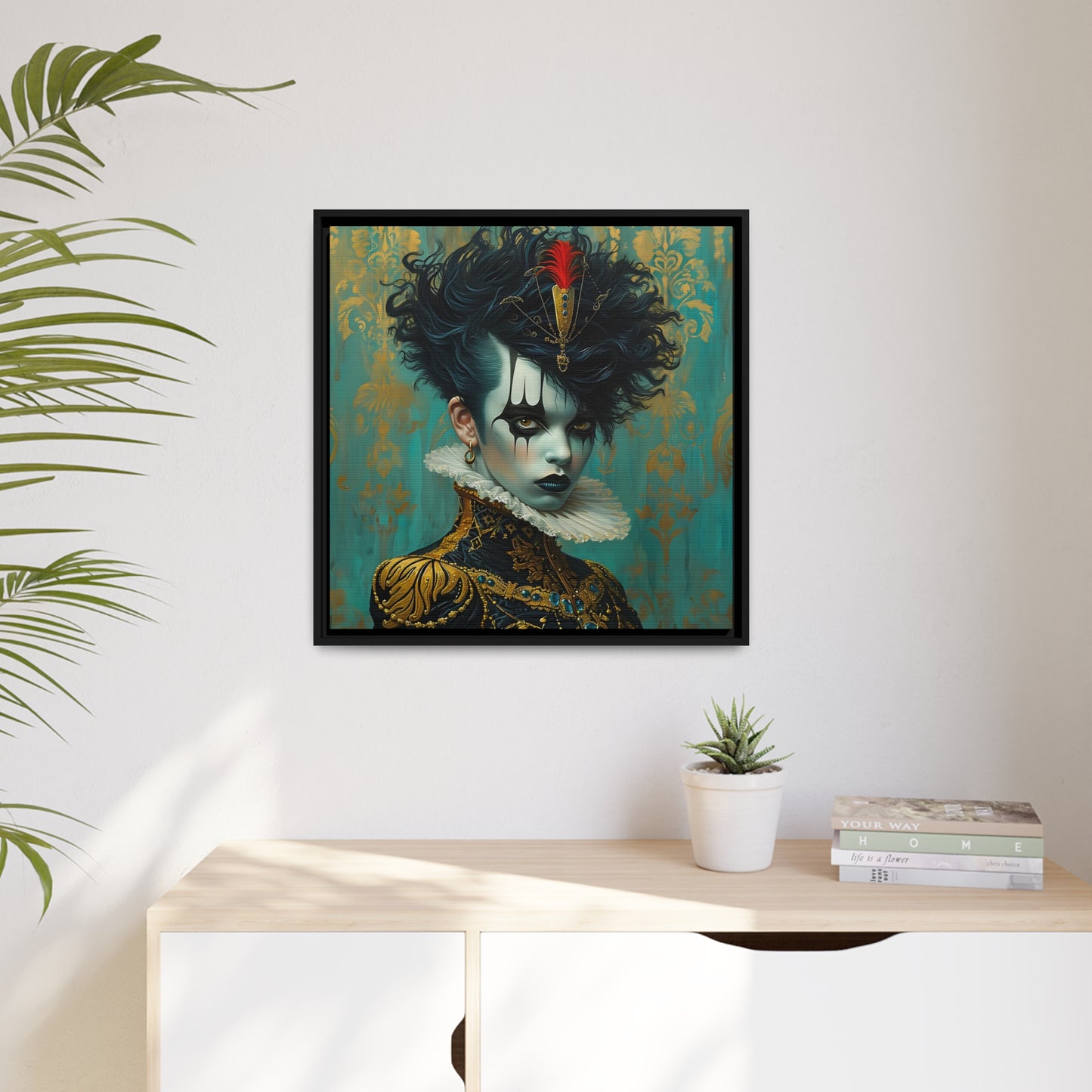 Modern Clownpunk Style - Edgy Digital Art for Unique Wall Deco - Matte Canvas, Black Frame