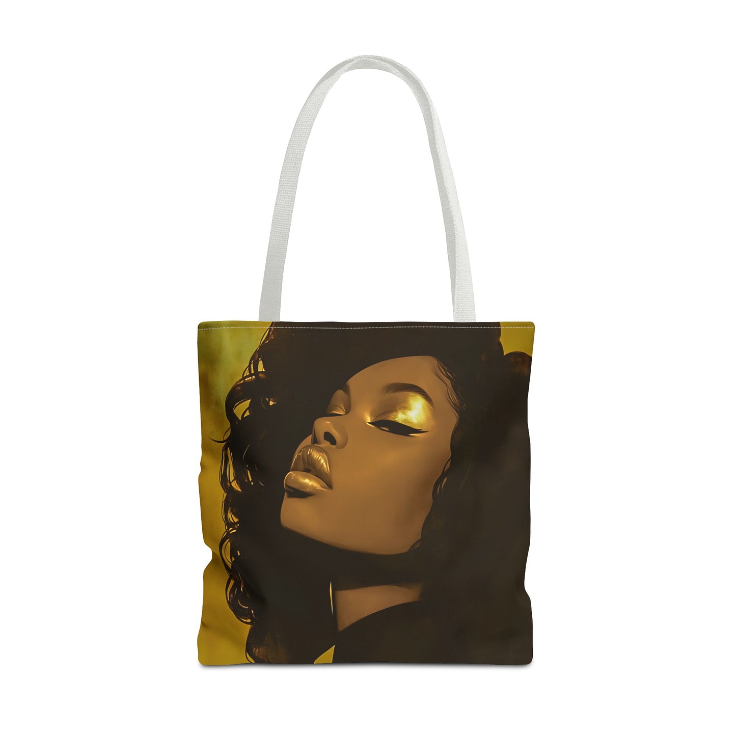 Abstract Black Woman Digital Print Tote Bag - Stylish Black and Gold Design - Unique Gift Idea -Trendy Shopping Bag