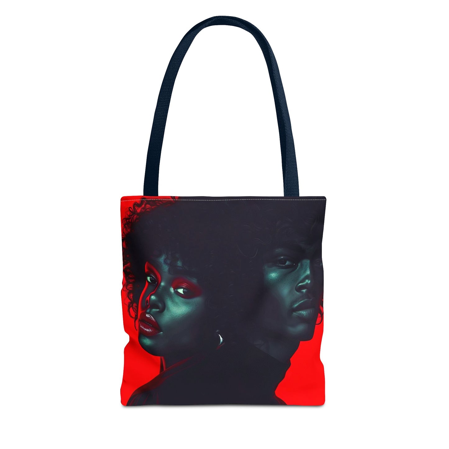 Retro Afro Couple Tote Bag - Stylish Red and Black Digital Print - Unique Fashion Accessory - Tote Bag (AOP) - Gift Idea