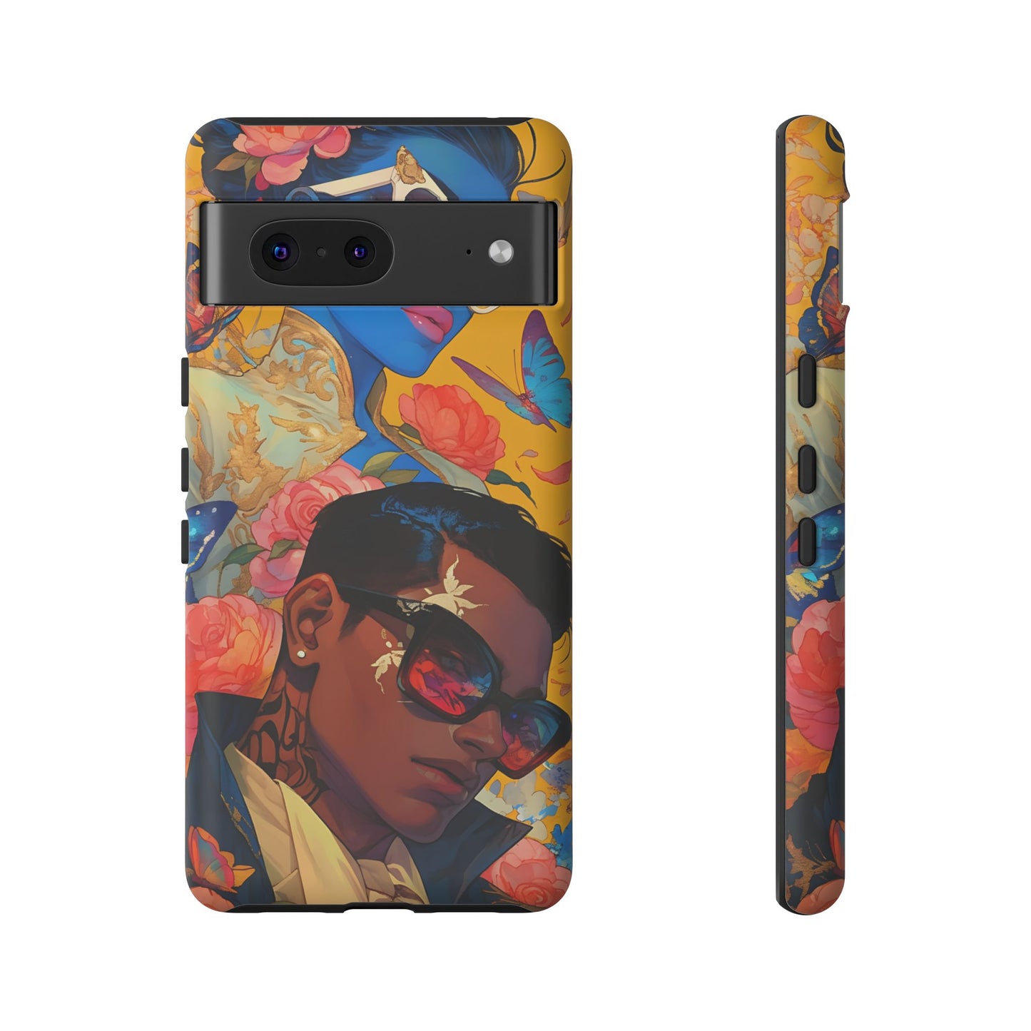 Trendy Butterfly Couple Phone Case - Funky Illustrations with Sunglasses - Vibrant and Stylish Cover | iPhone | Samsung |Tough Cases