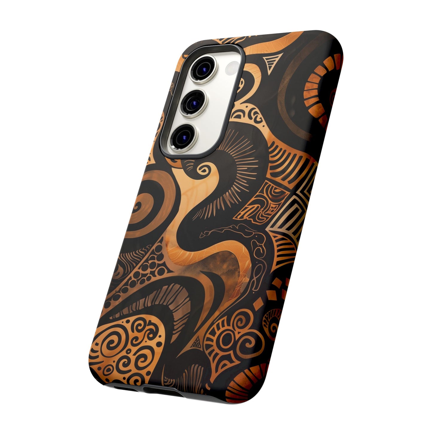 Afrocentric Print in Brown and Gold | iPhone | Samsung | Google | Tough Phone Case