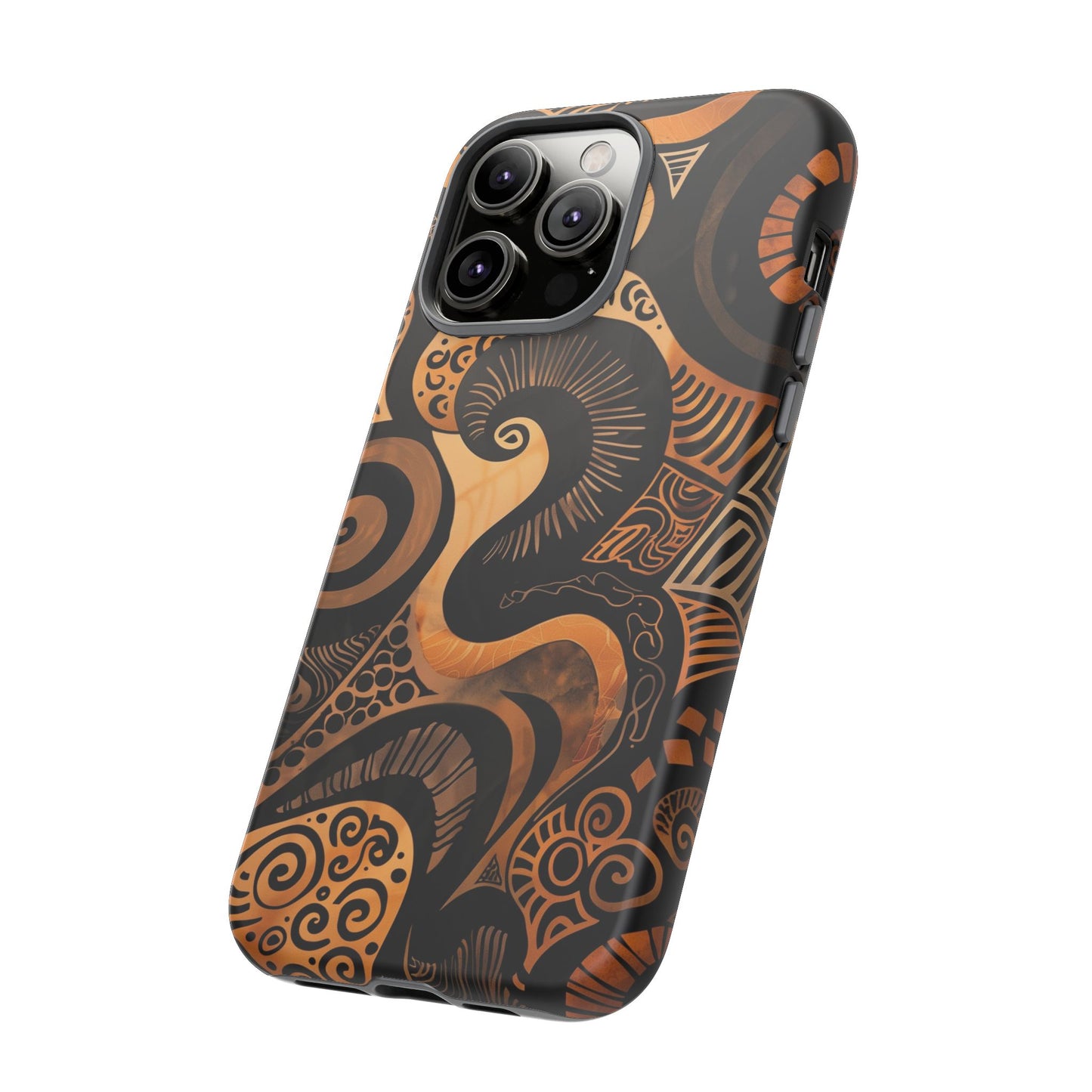 Afrocentric Print in Brown and Gold | iPhone | Samsung | Google | Tough Phone Case