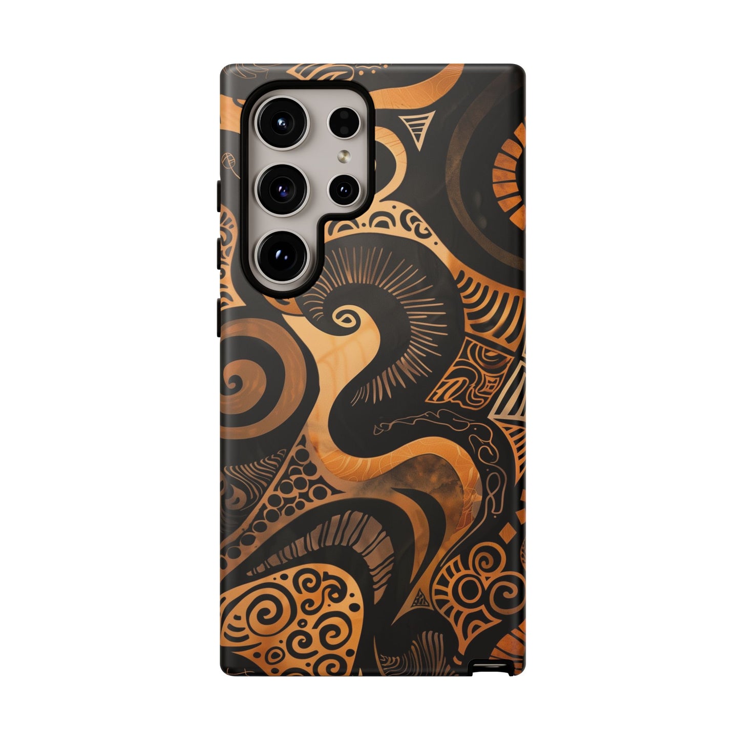 Afrocentric Print in Brown and Gold | iPhone | Samsung | Google | Tough Phone Case