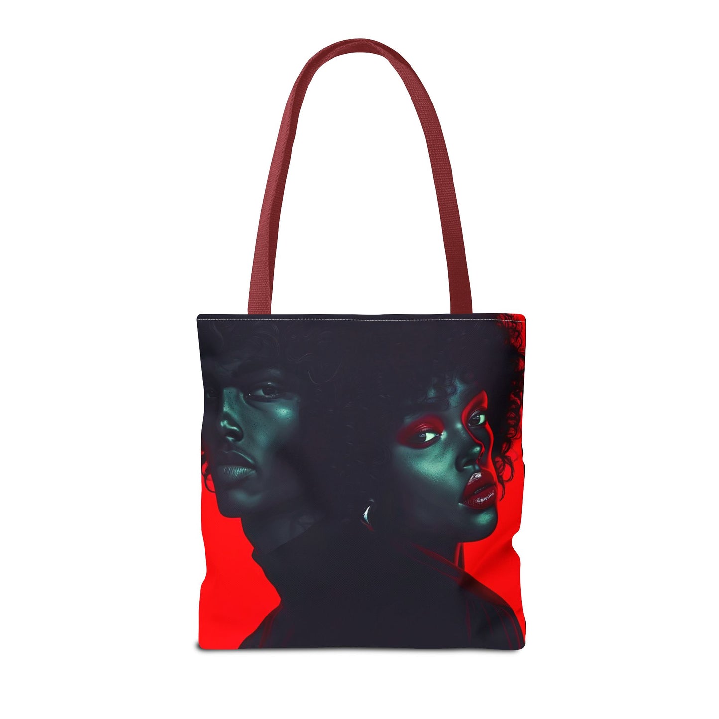 Retro Afro Couple Tote Bag - Stylish Red and Black Digital Print - Unique Fashion Accessory - Tote Bag (AOP) - Gift Idea