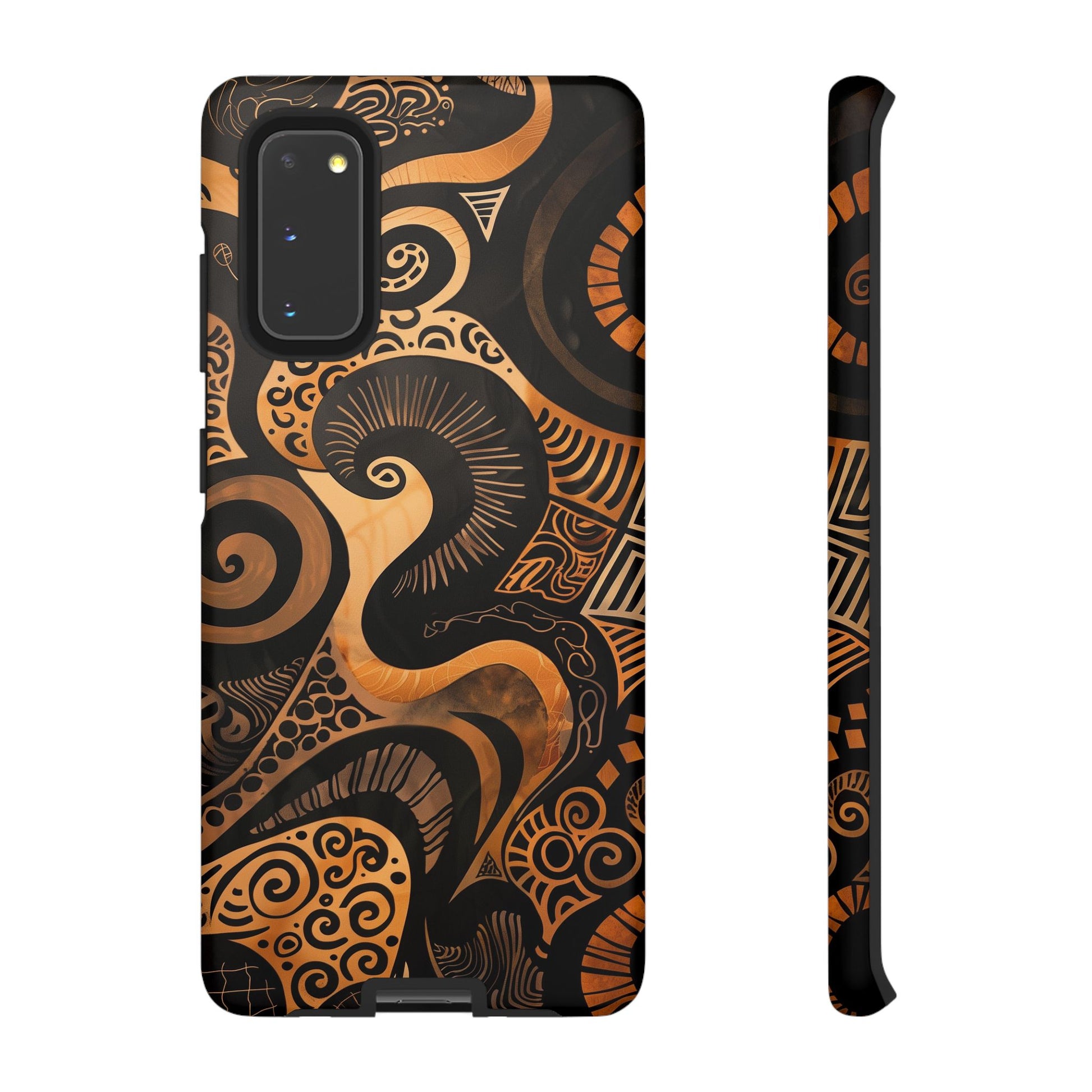 Afrocentric Print in Brown and Gold | iPhone | Samsung | Google | Tough Phone Case - Owndigiart