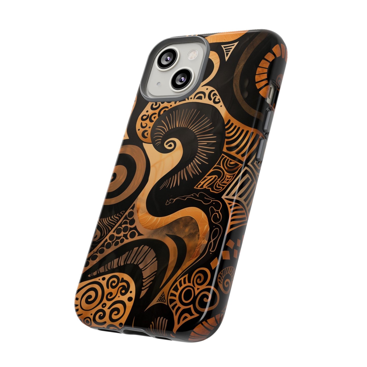 Afrocentric Print in Brown and Gold | iPhone | Samsung | Google | Tough Phone Case