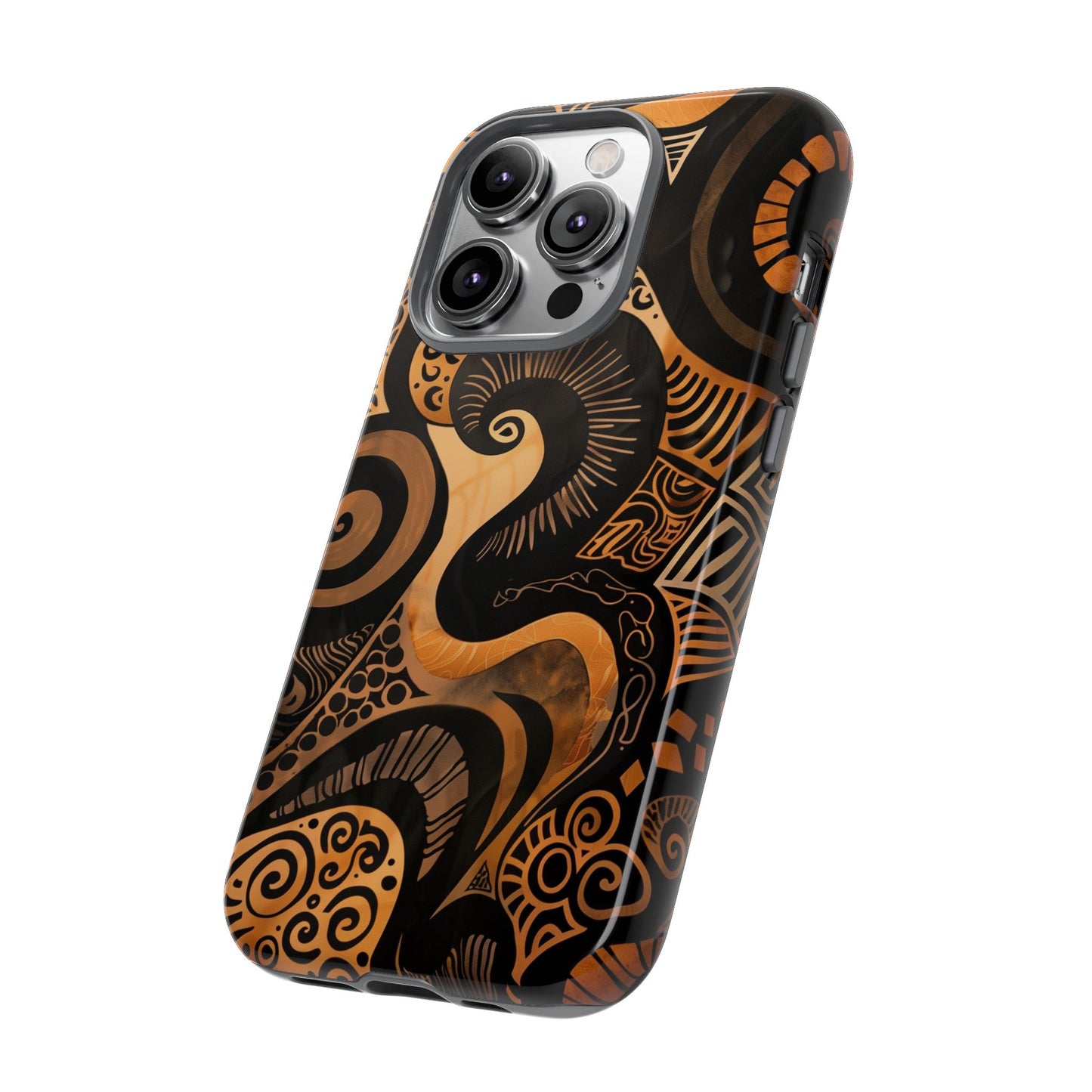 Afrocentric Print in Brown and Gold | iPhone | Samsung | Google | Tough Phone Case