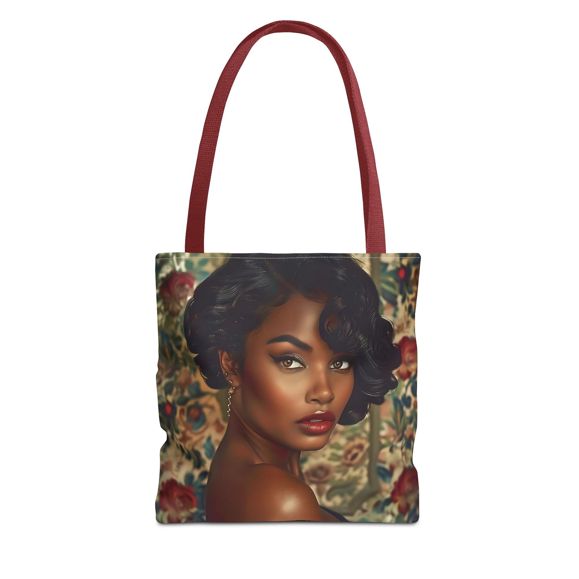 Beautiful Black Retro Style Woman Tote Bag - Vintage Fashion Accessory - Unique Gift  - Gift for Her - Iconic Retro Fashion - Owndigiart