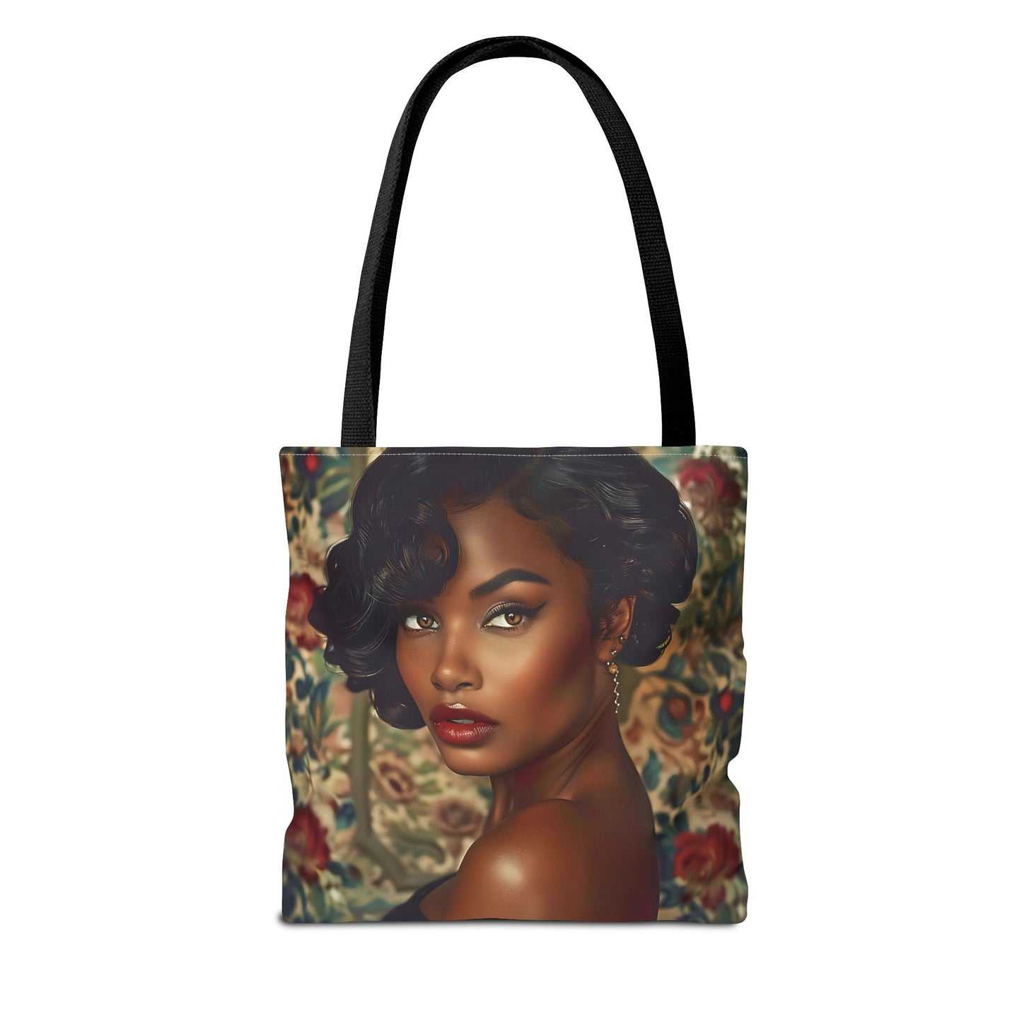 Beautiful Black Retro Style Woman Tote Bag - Vintage Fashion Accessory - Unique Gift  - Gift for Her - Iconic Retro Fashion