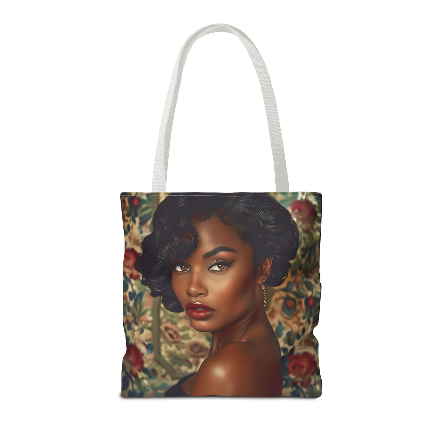 Beautiful Black Retro Style Woman Tote Bag - Vintage Fashion Accessory - Unique Gift  - Gift for Her - Iconic Retro Fashion