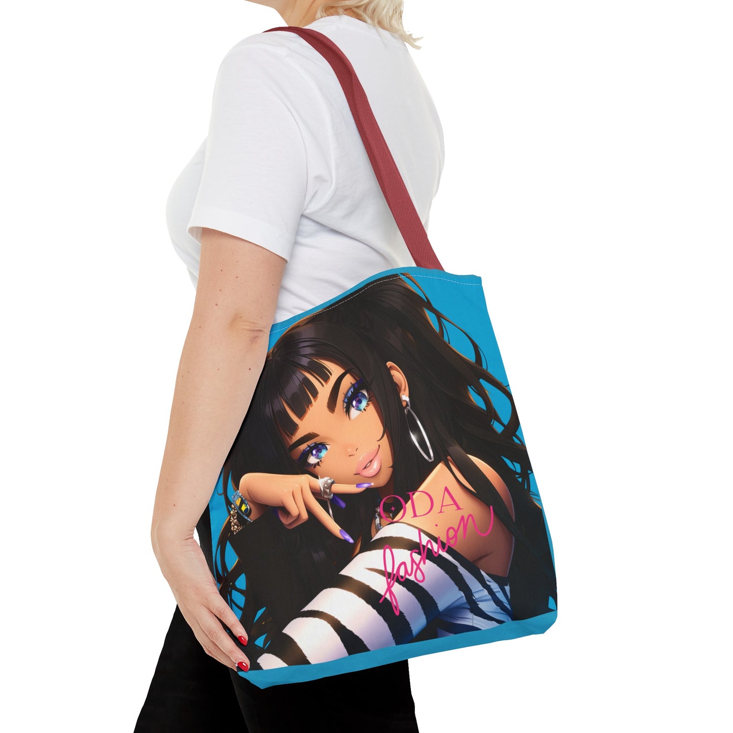 Trendy modeaccessoire - Jonge stedelijke vrouw Cartoon Tote Bag Tote Bag (AOP) - Uniek cadeau-idee