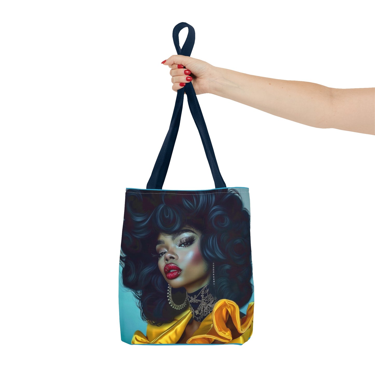 Empowering Beauty  Black Woman Digital Print Tote Bag (AOP) - Statement tote bag with bold lips - Trendy - Unique  Gift Ideas