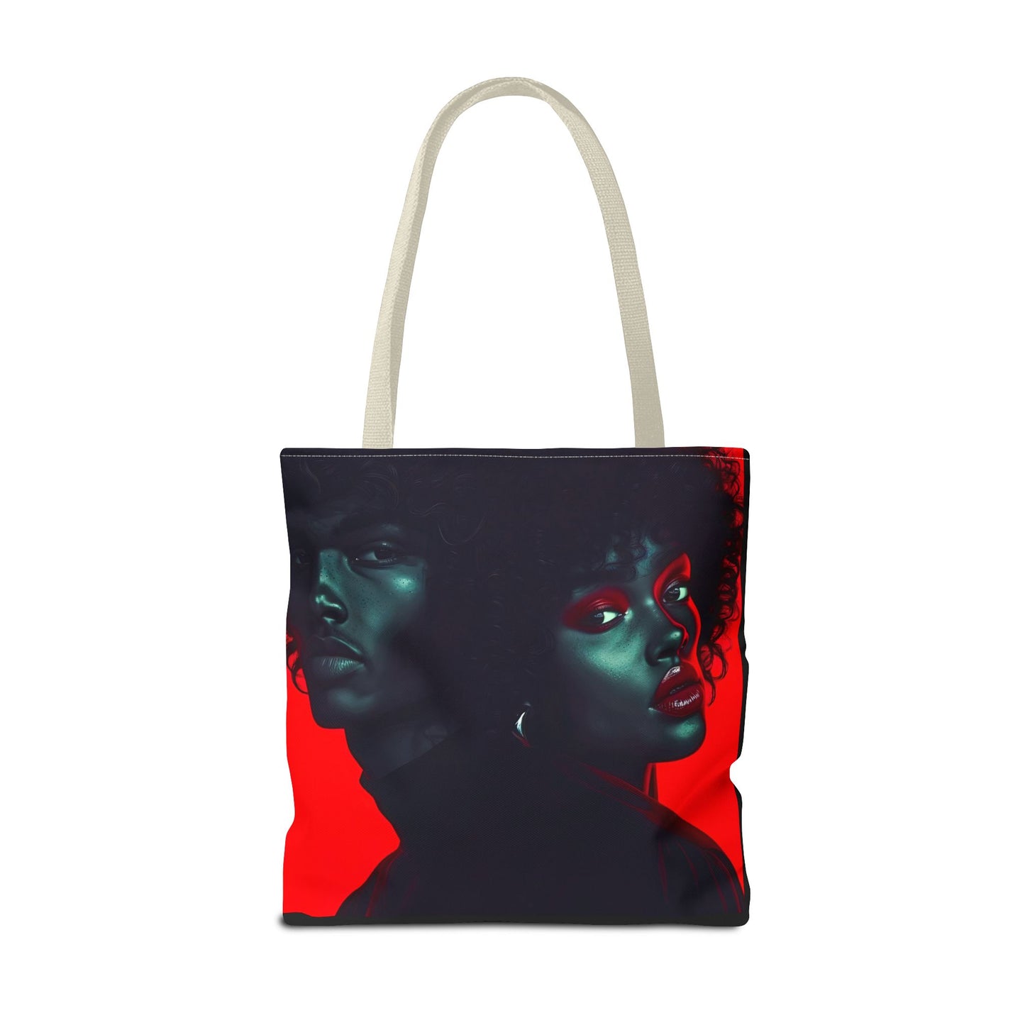 Retro Afro Couple Tote Bag - Stylish Red and Black Digital Print - Unique Fashion Accessory - Tote Bag (AOP) - Gift Idea