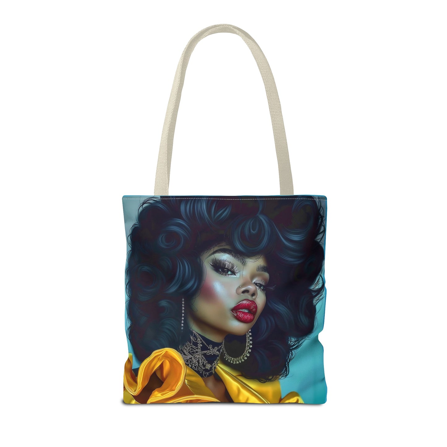 Empowering Beauty  Black Woman Digital Print Tote Bag (AOP) - Statement tote bag with bold lips - Trendy - Unique  Gift Ideas