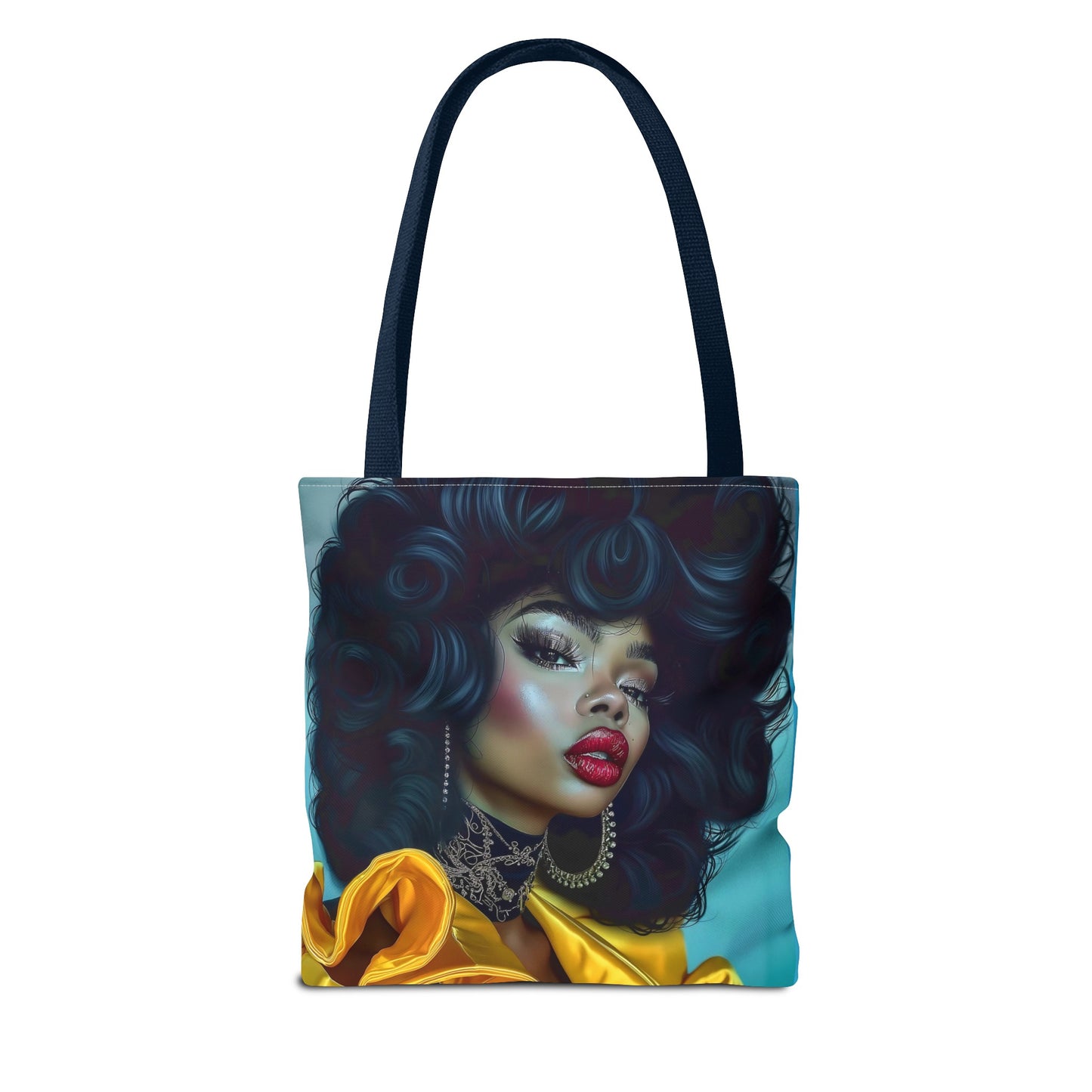 Empowering Beauty  Black Woman Digital Print Tote Bag (AOP) - Statement tote bag with bold lips - Trendy - Unique  Gift Ideas