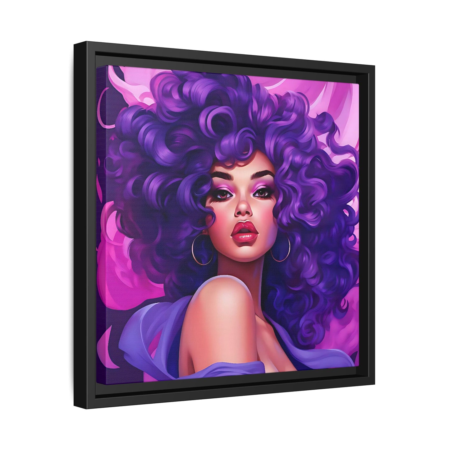 Digital Canvas of Beautiful Women Illustration - Purple Colors - Matte Canvas, Black Frame - Wall Art - Afro art