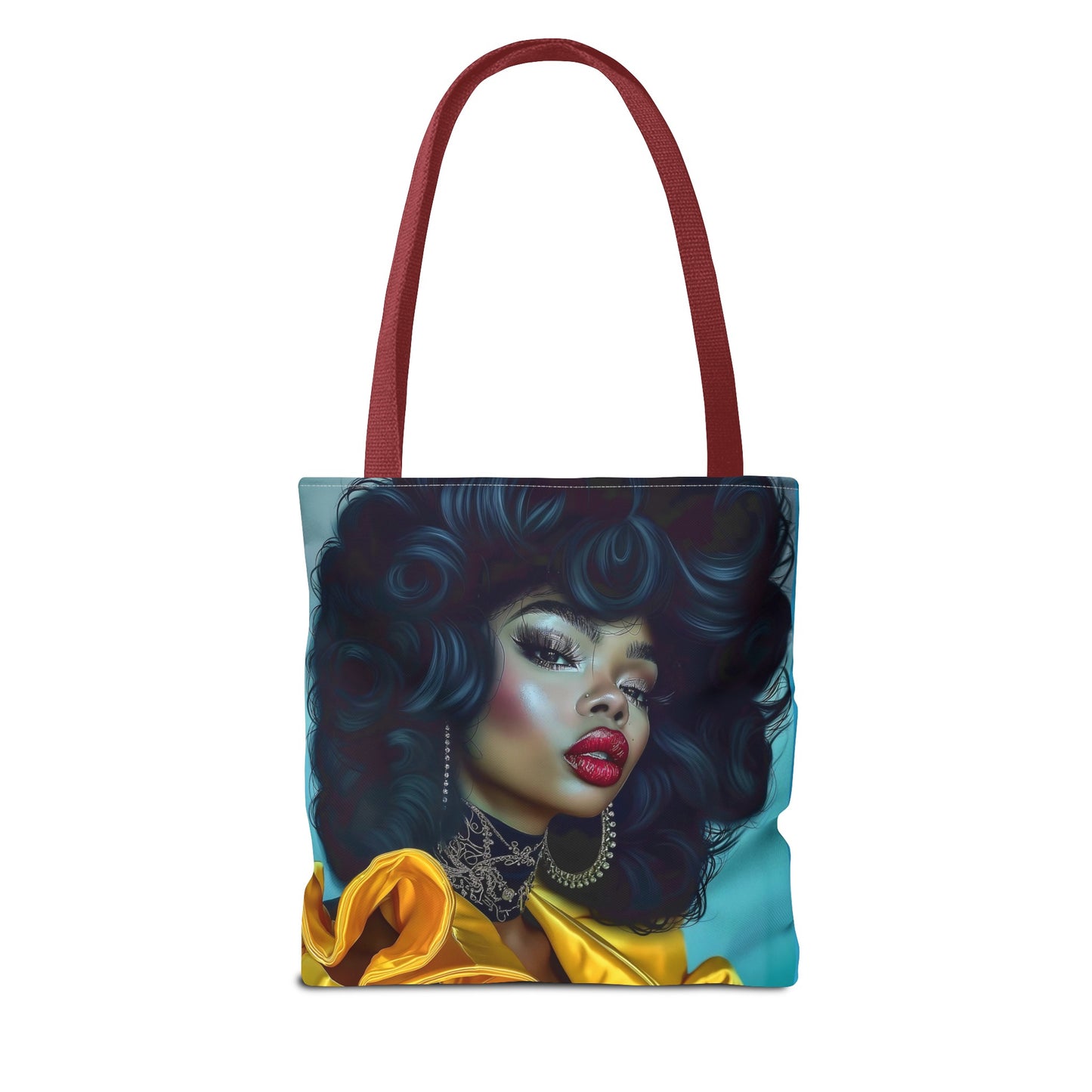 Empowering Beauty  Black Woman Digital Print Tote Bag (AOP) - Statement tote bag with bold lips - Trendy - Unique  Gift Ideas