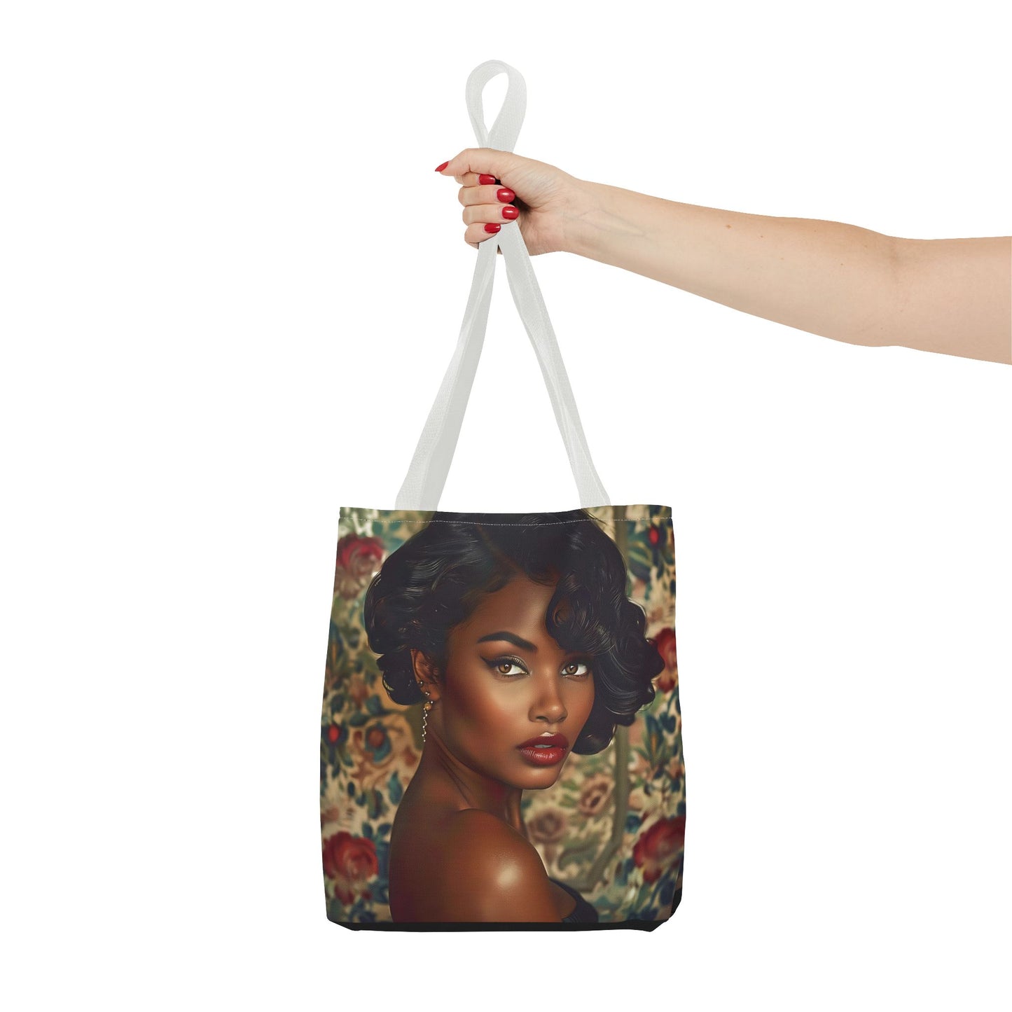 Beautiful Black Retro Style Woman Tote Bag - Vintage Fashion Accessory - Unique Gift  - Gift for Her - Iconic Retro Fashion