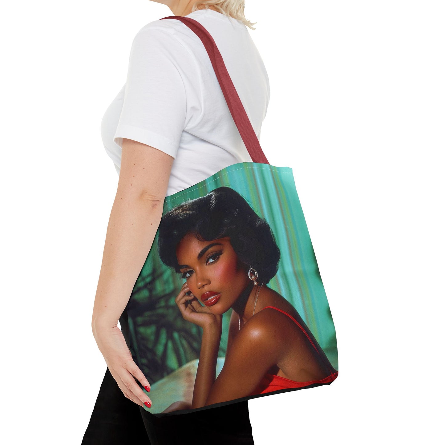 Chic Retro Style Woman Tote Bag  - Gift Ideas - Black Ai photo  - Black art - Fashionable Black Print Accessory