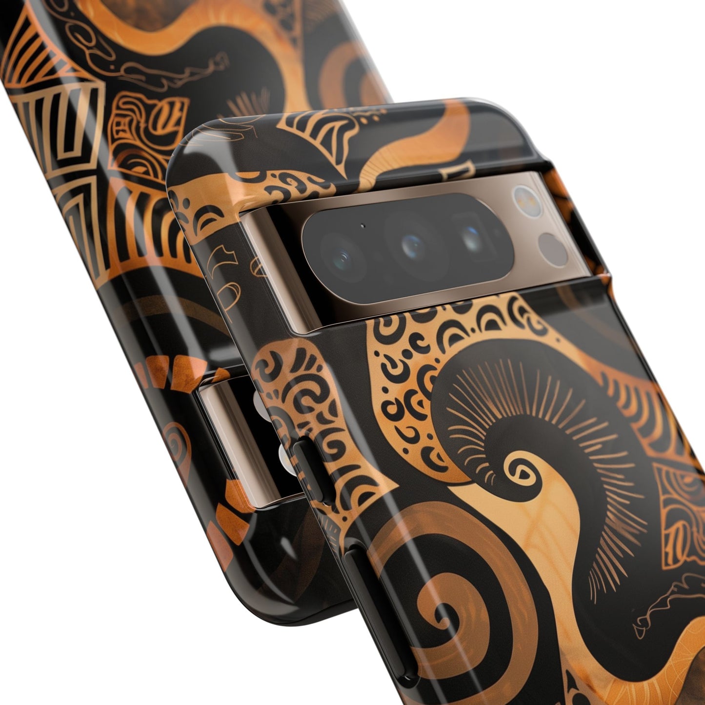 Afrocentric Print in Brown and Gold | iPhone | Samsung | Google | Tough Phone Case