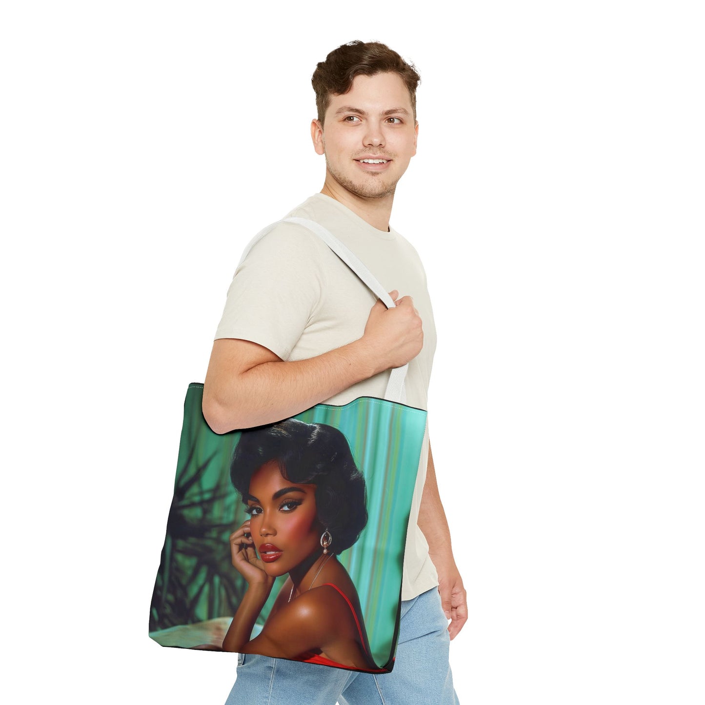 Chic Retro Style Woman Tote Bag  - Gift Ideas - Black Ai photo  - Black art - Fashionable Black Print Accessory