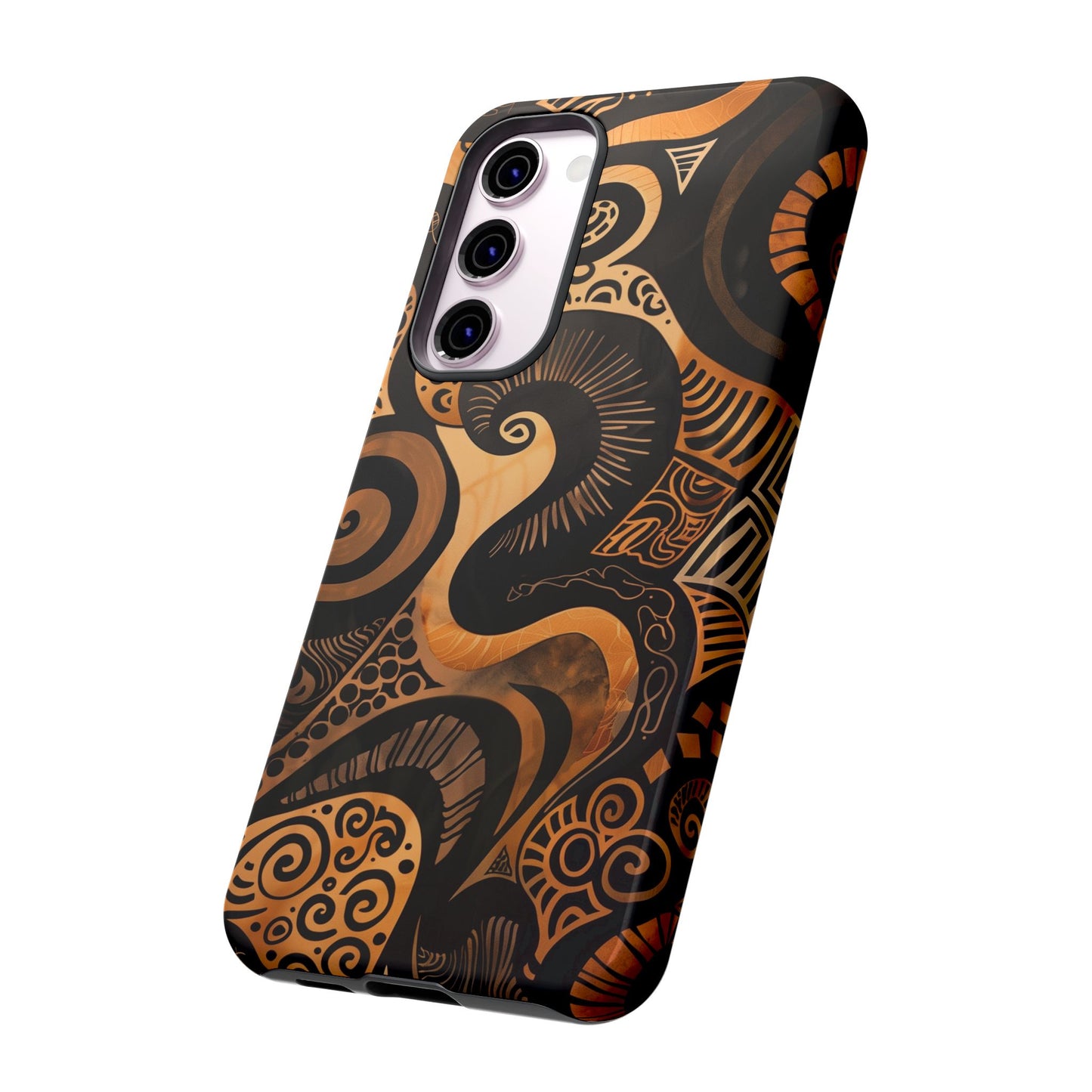 Afrocentric Print in Brown and Gold | iPhone | Samsung | Google | Tough Phone Case