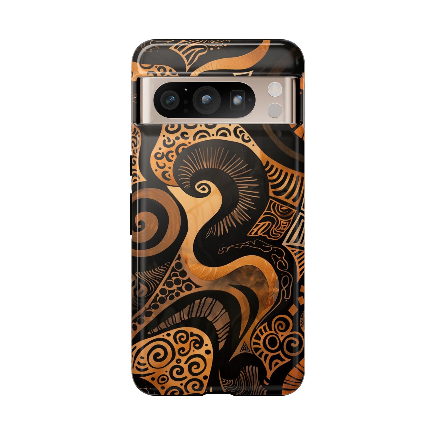 Afrocentric Print in Brown and Gold | iPhone | Samsung | Google | Tough Phone Case