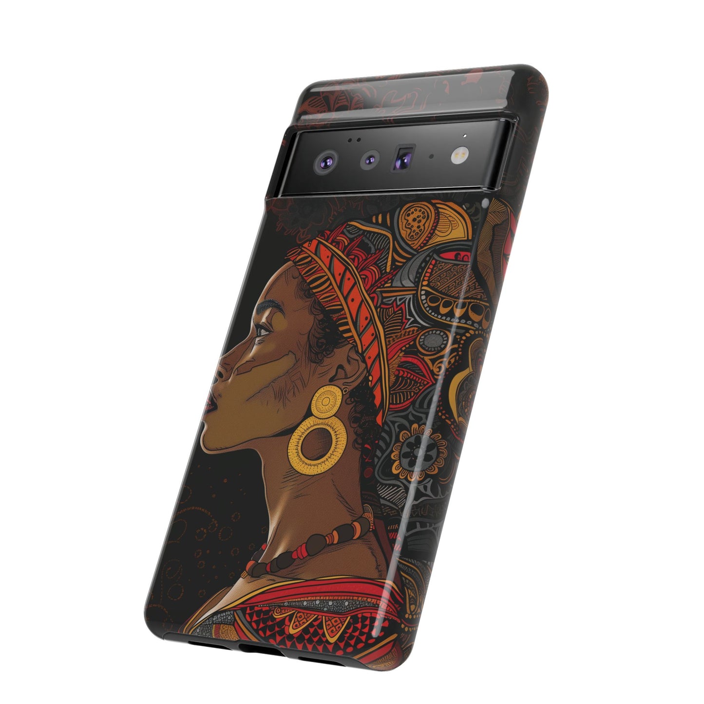 Afrocentric Woman Phone Case - Radiant Queen Digital Art - Bold and Beautiful Cover | iPhone | Samsung | Google | Tough Phone Case