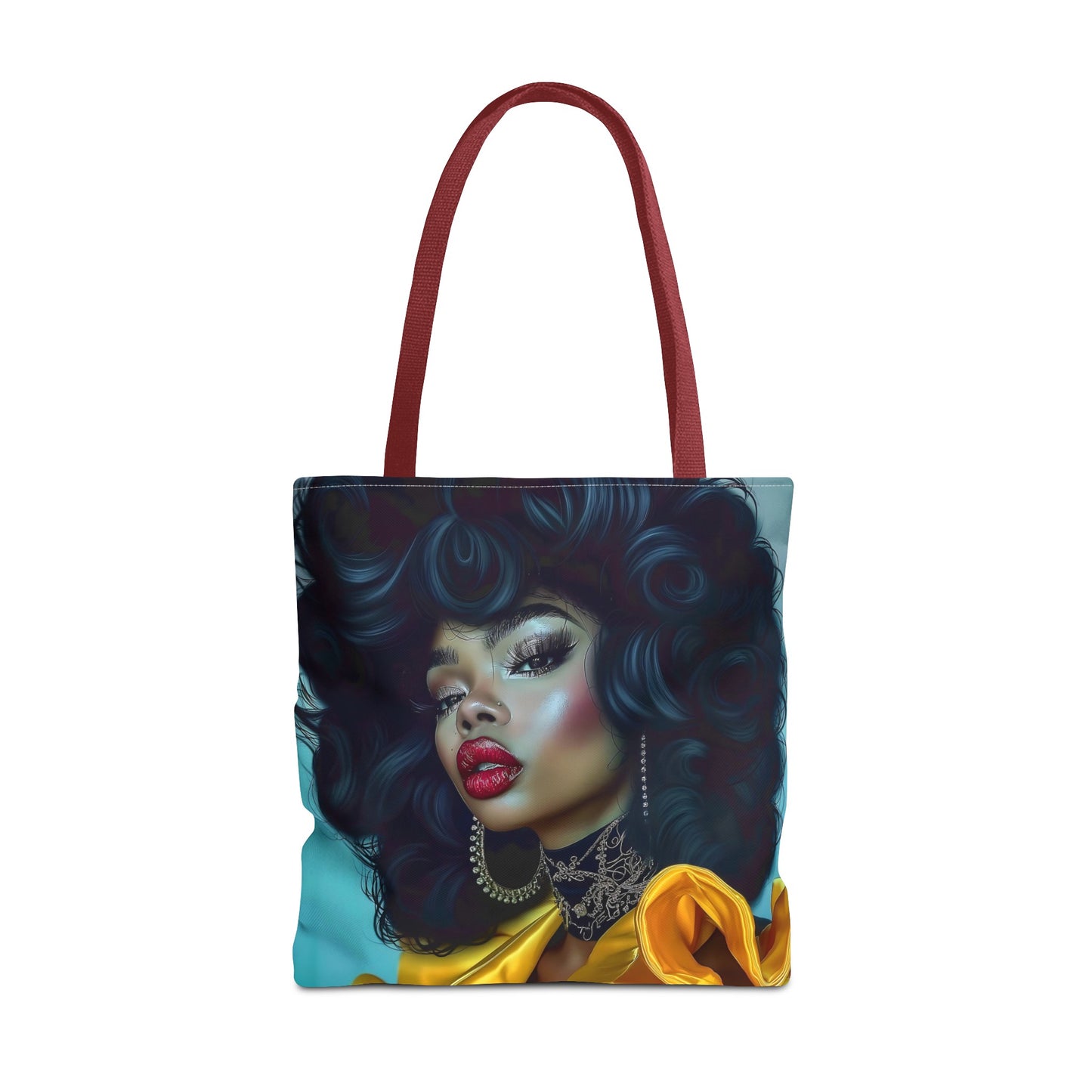 Empowering Beauty  Black Woman Digital Print Tote Bag (AOP) - Statement tote bag with bold lips - Trendy - Unique  Gift Ideas