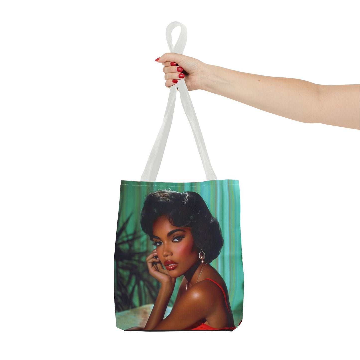 Chic Retro Style Woman Tote Bag  - Gift Ideas - Black Ai photo  - Black art - Fashionable Black Print Accessory