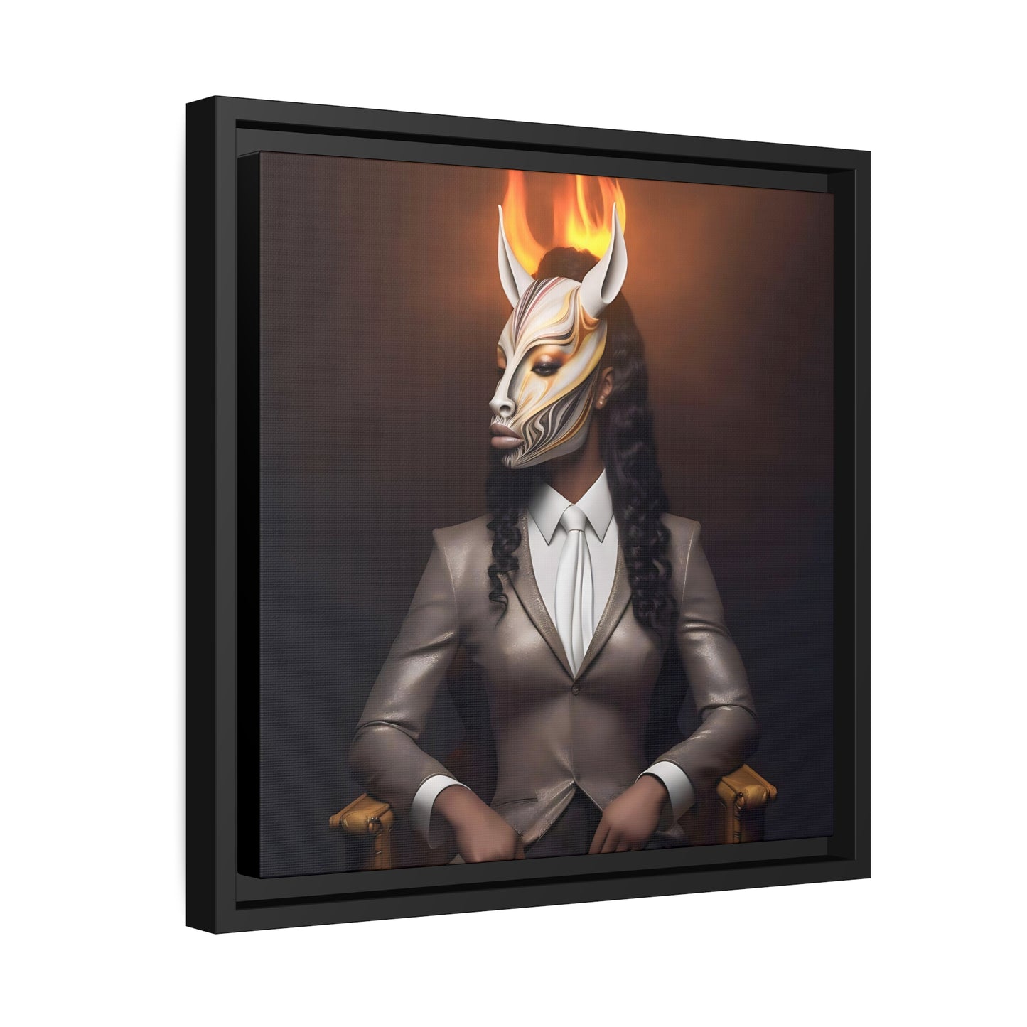 Mystical Gothic Horsewoman - Enchanting Digital Canvas Print - Matte Canvas, Black Frame